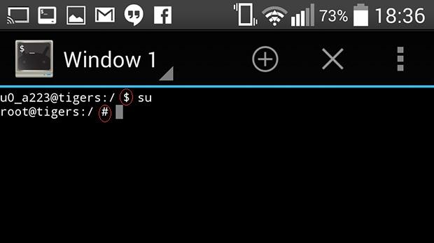 terminal de comandos de Android